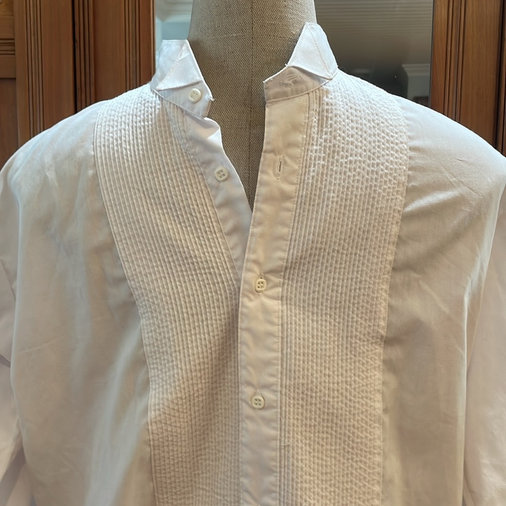 Crafters Collection White Tuxedo Button-Down Plea… - image 2